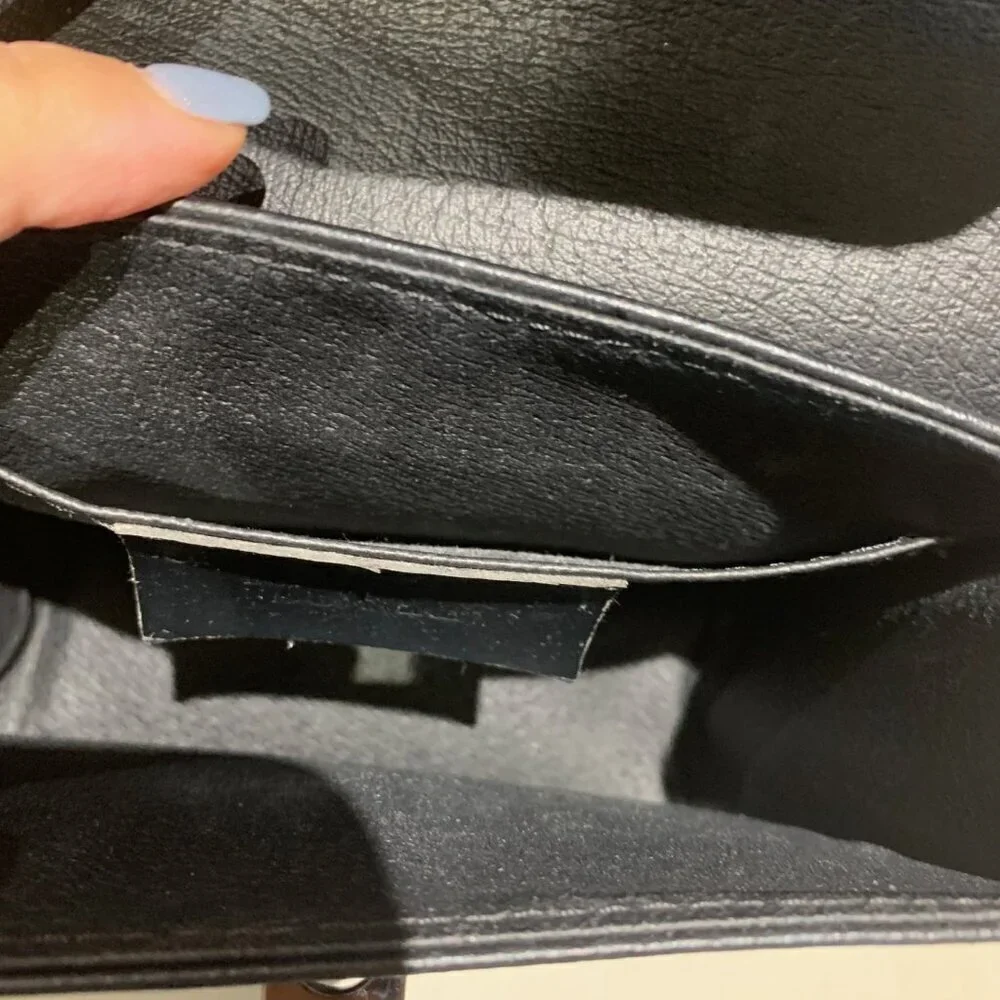 Borse in Pelle Black Studded Matte Leather Crossbody Bag w/Chainstrap
